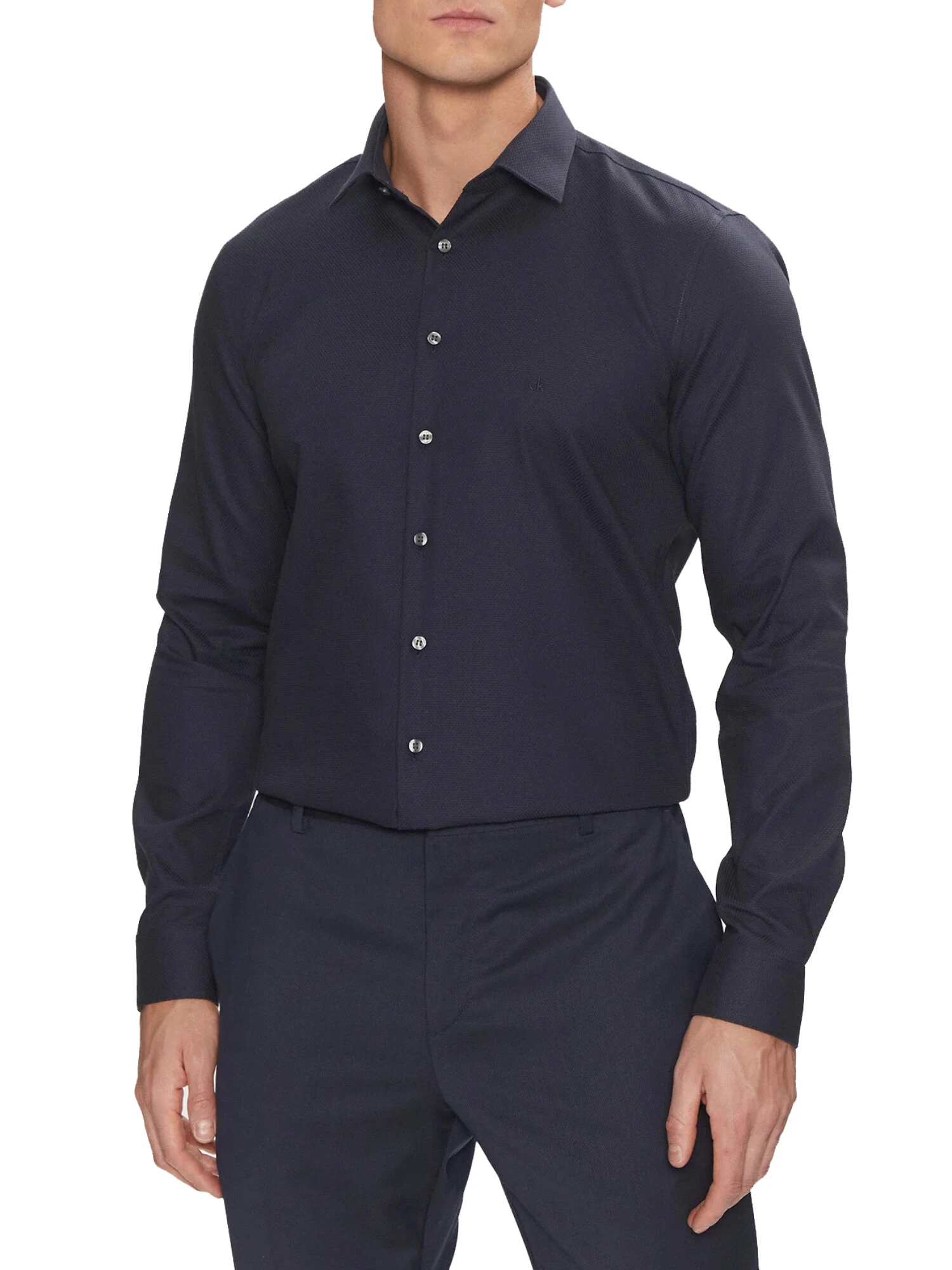 CAMICIA SLIM FIT UOMO BLU NOTTE