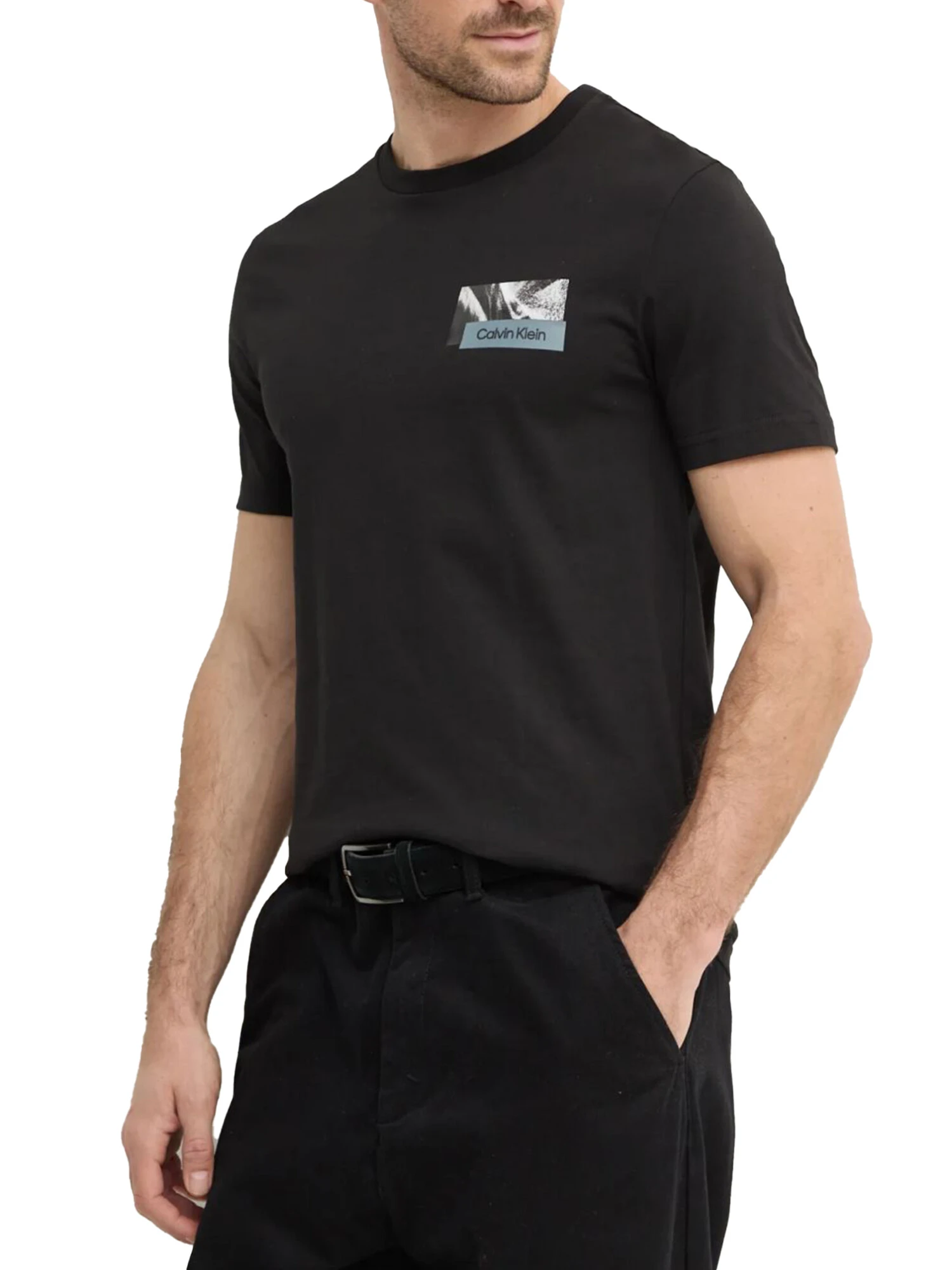 T-SHIRT MANICA CORTA CON LOGO CK UOMO NERO