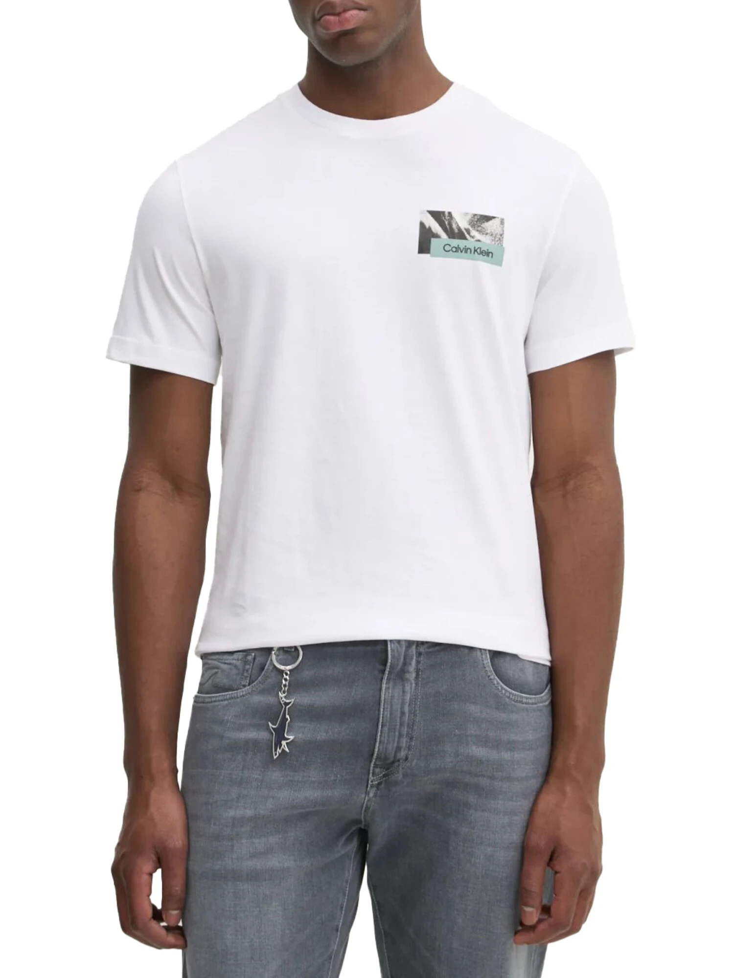 T-SHIRT MANICA CORTA CON LOGO CK UOMO BIANCO