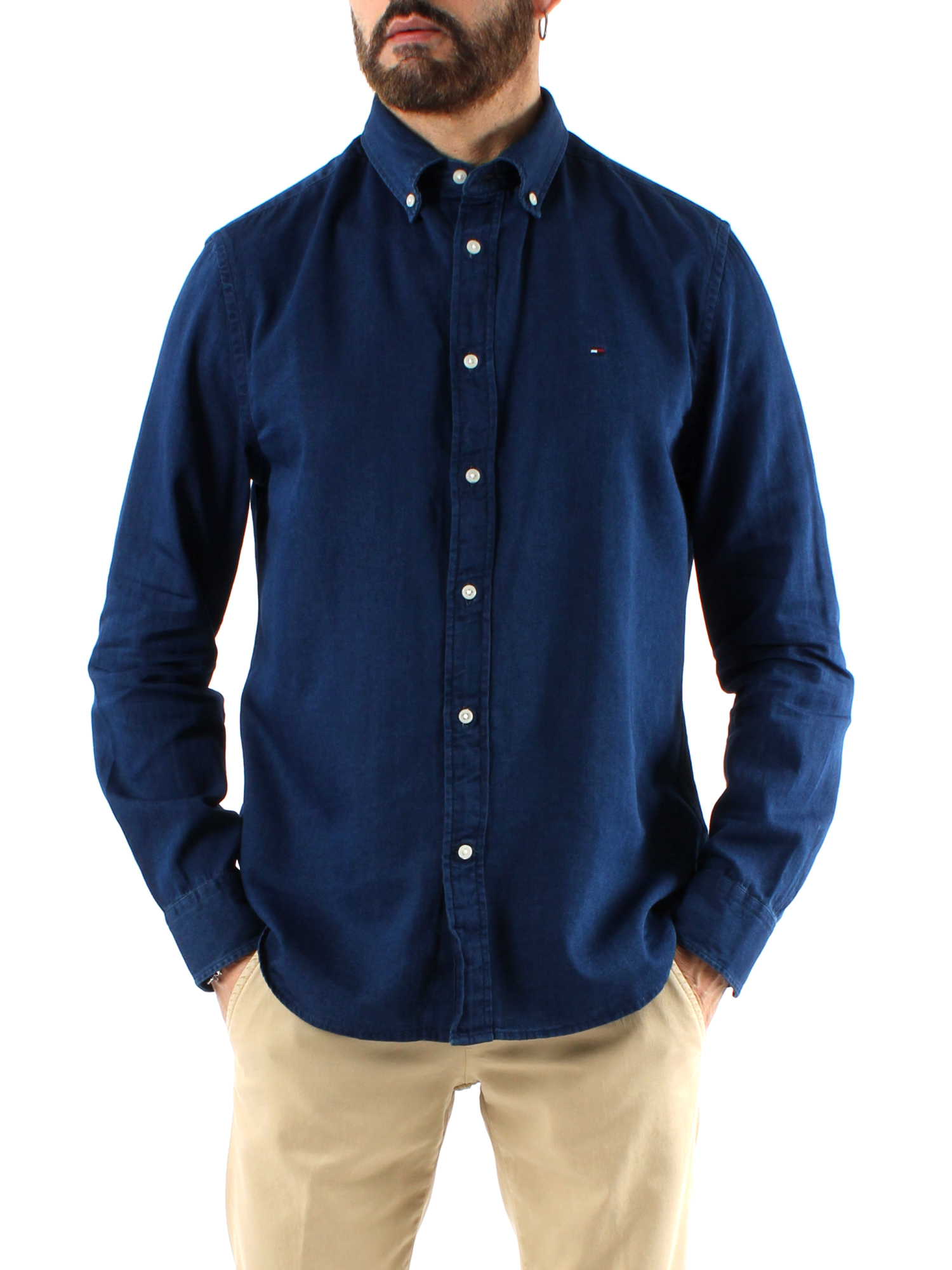 CAMICIA DI JEANS UOMO BLU SCURO