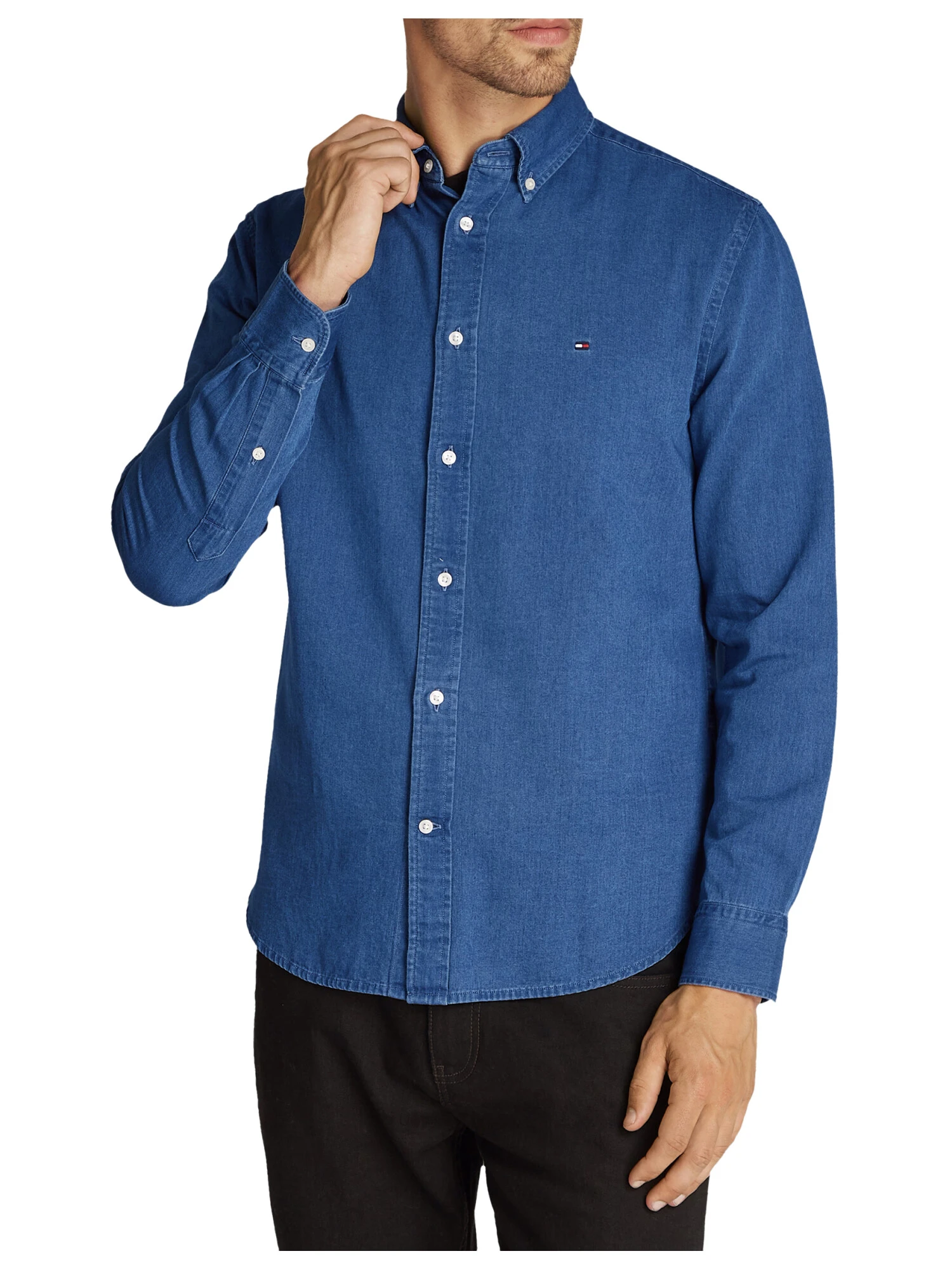 CAMICIA DI JEANS CHAMBRAY UOMO BLU CHIARO