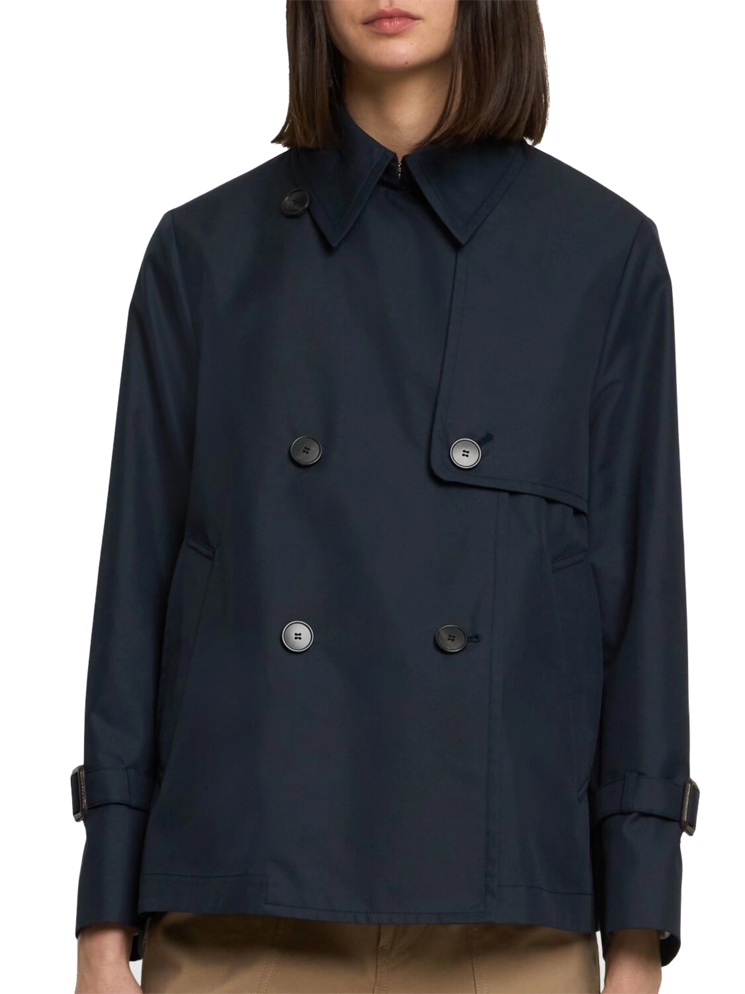 TRENCH CORTO ANTIGOCCIA DONNA BLU