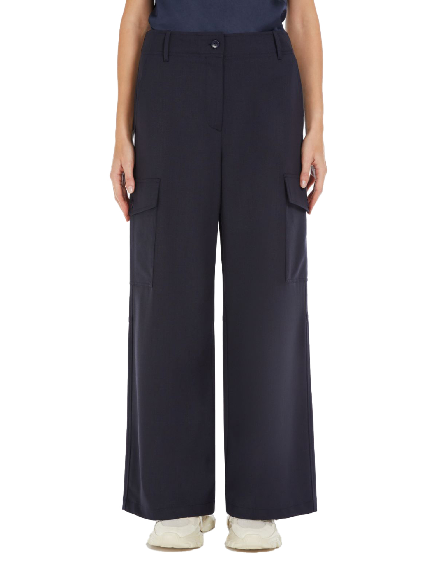 PANTALONI PALAZZO CON TASCONI DONNA BLU