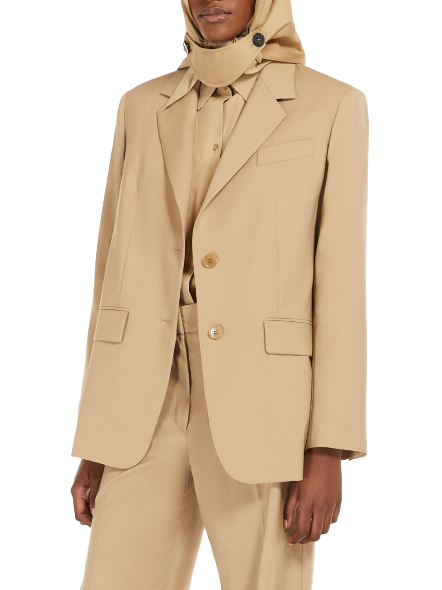 GIACCA BLAZER MONOPETTO IN LANA DONNA BEIGE