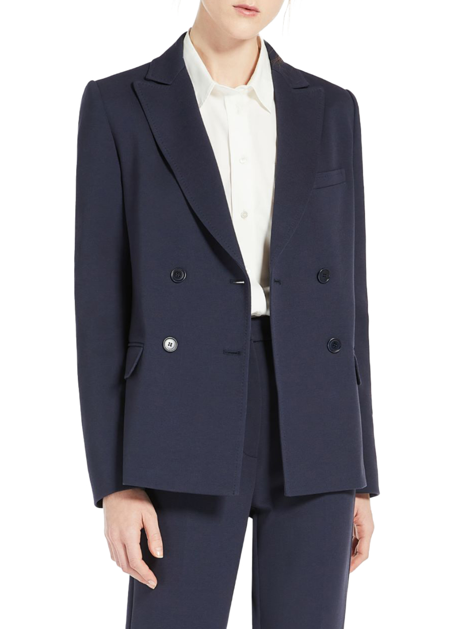 BLAZER DOPPIOPETTO IN JERSEY DI COTONE DONNA BLU