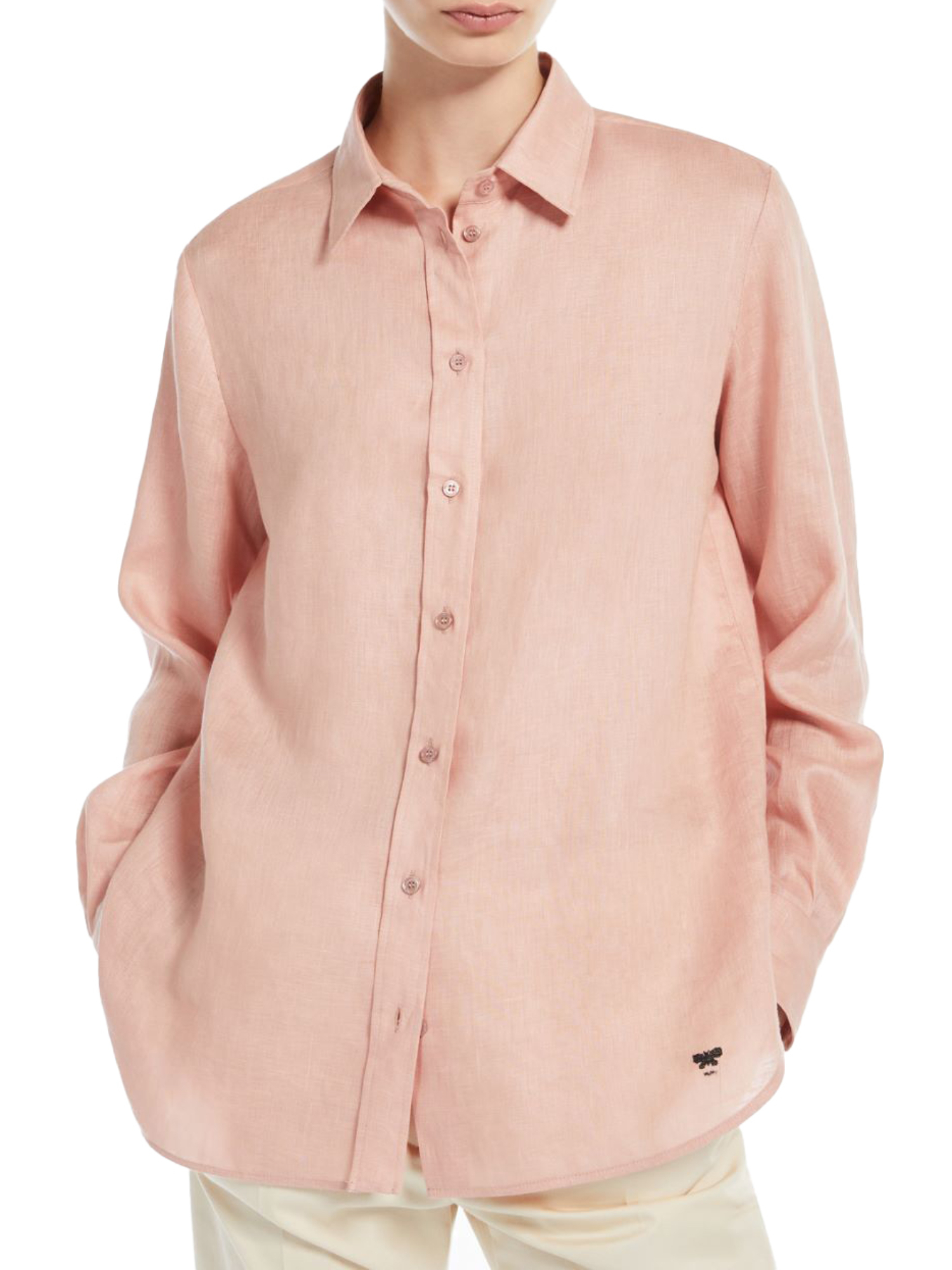 CAMICIA CLASSICA IN PURO LINO DONNA ROSA