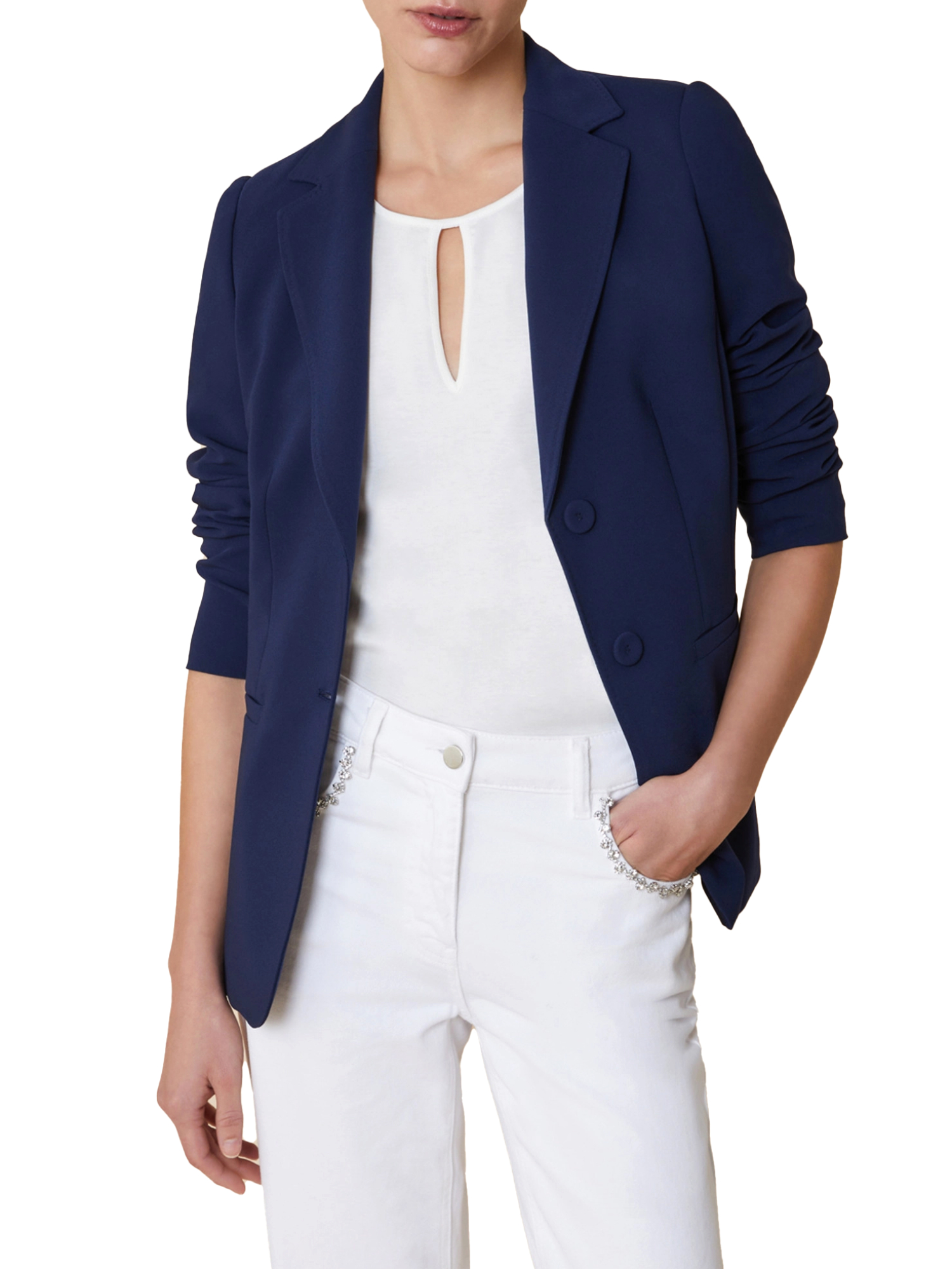 GIACCA BLAZER MONOPETTO IN CADY DONNA BLU