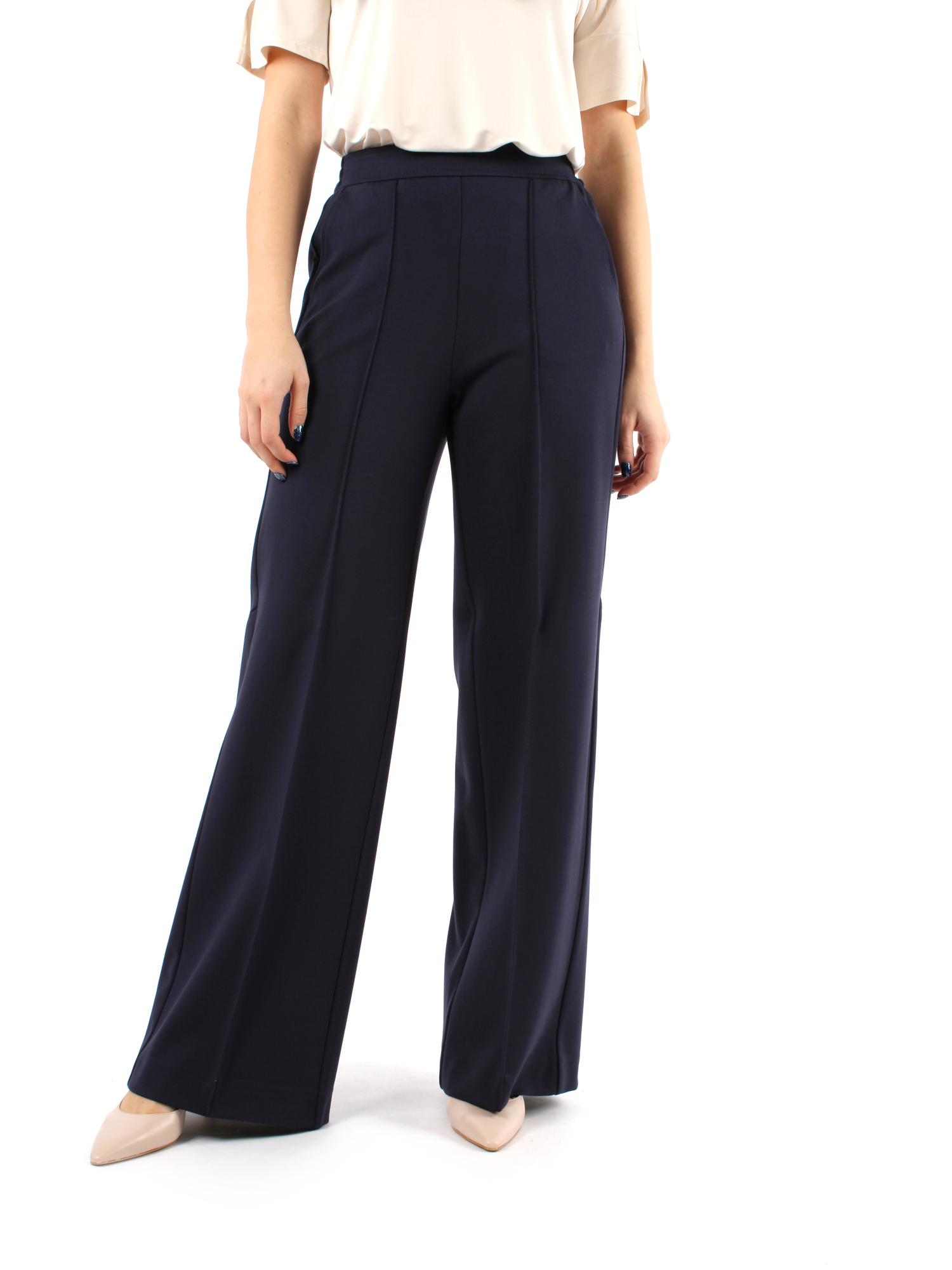 PANTALONI PALAZZO IN JERSEY DONNA BLU