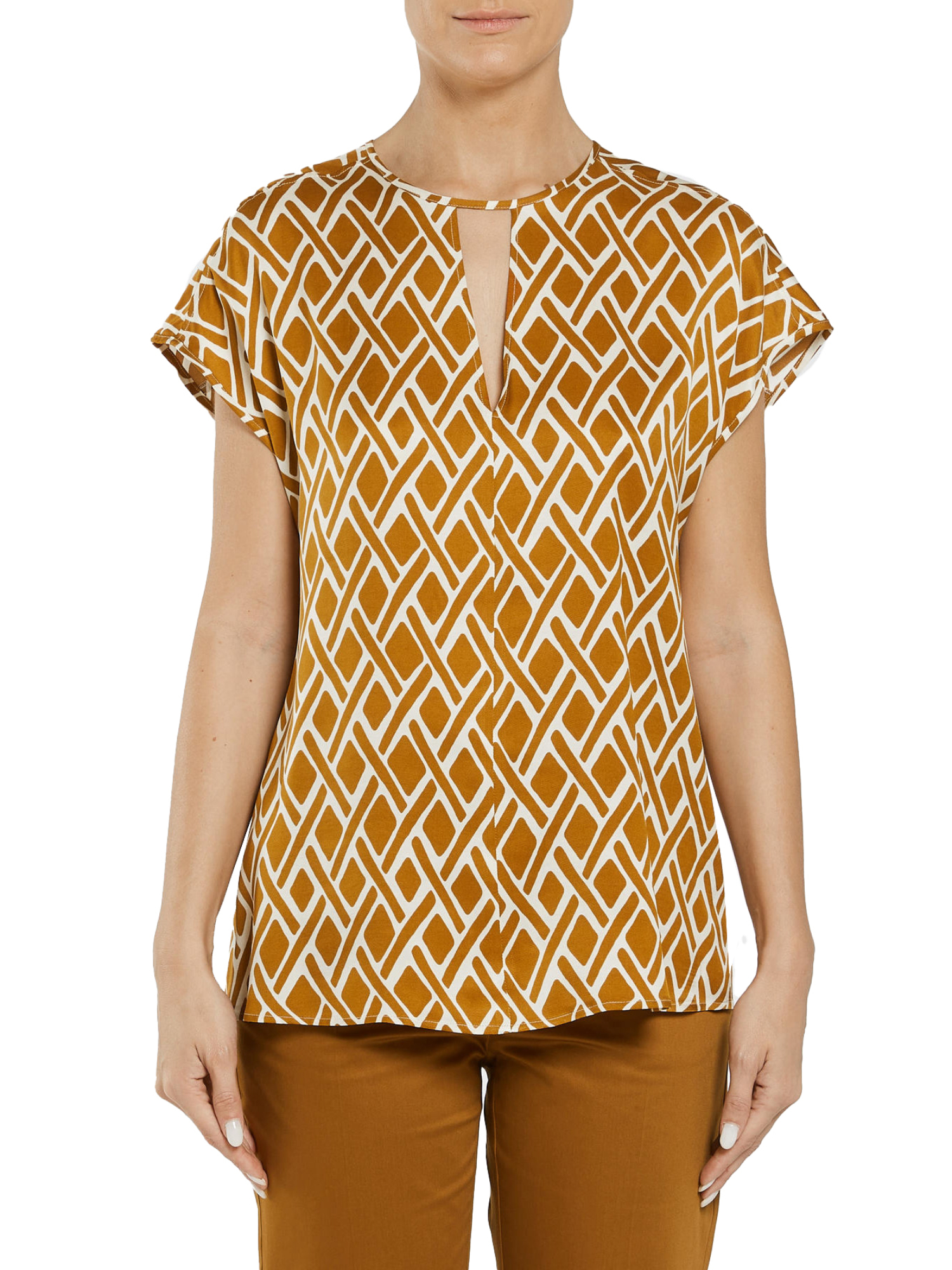 BLUSA IN TWILL A FANTASIA DONNA MARRONE