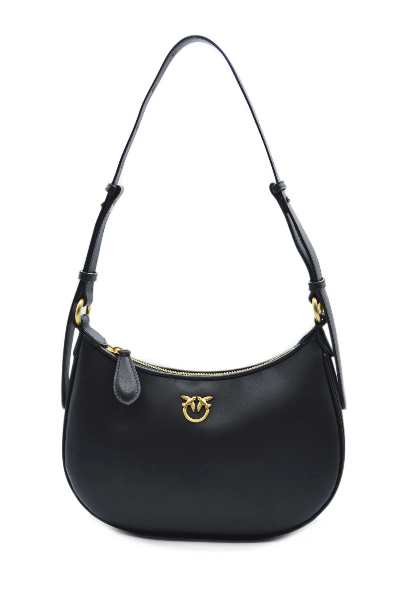 BORSA A SPALLA HALF MOON MINI DONNA NERO ORO