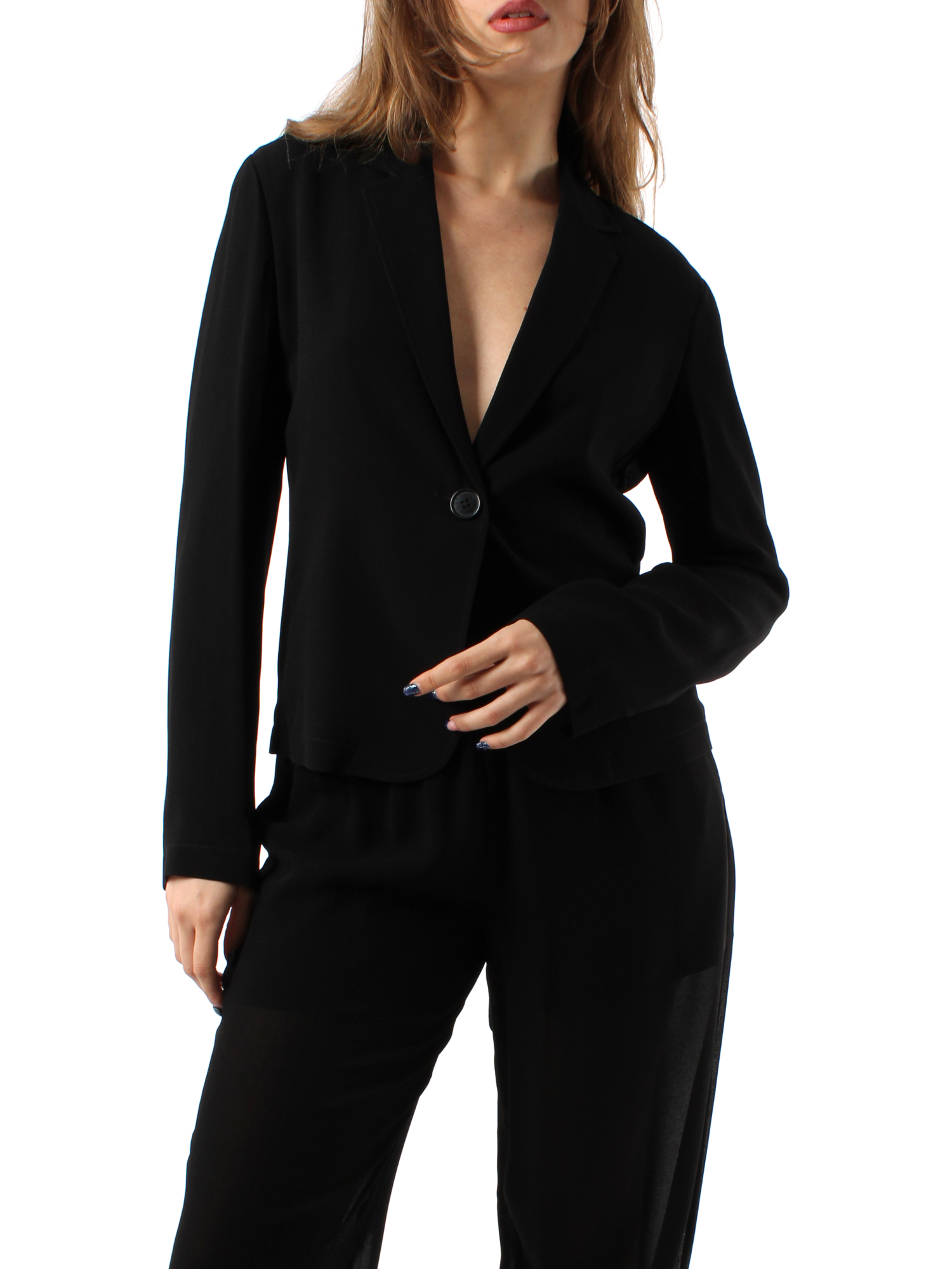 GIACCA BLAZER CORTA MOONOPETTO DONNA NERO