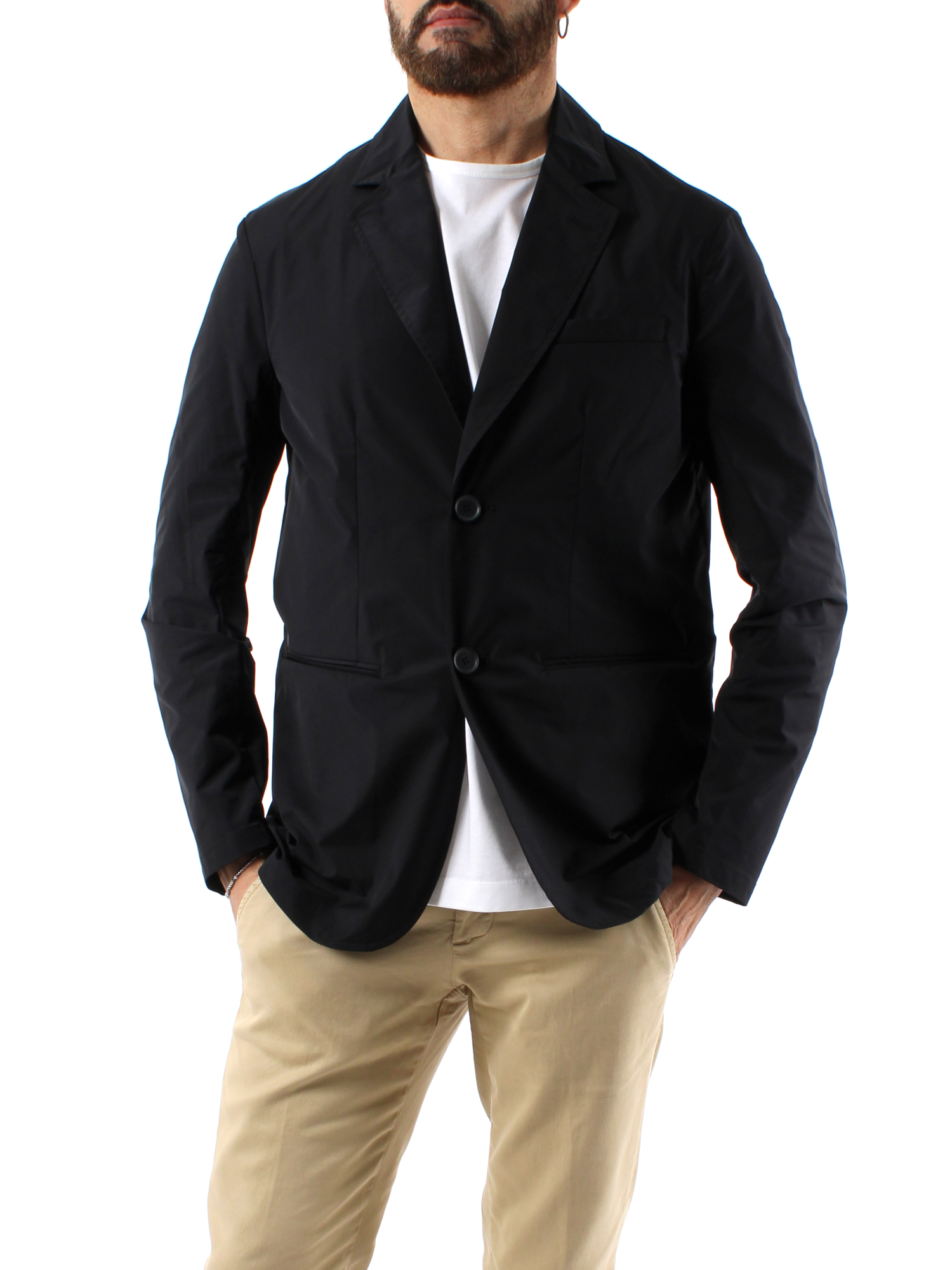 GIACCA BLAZER MONOPETTO IN TESSUTO STRETCH UOMO BLU