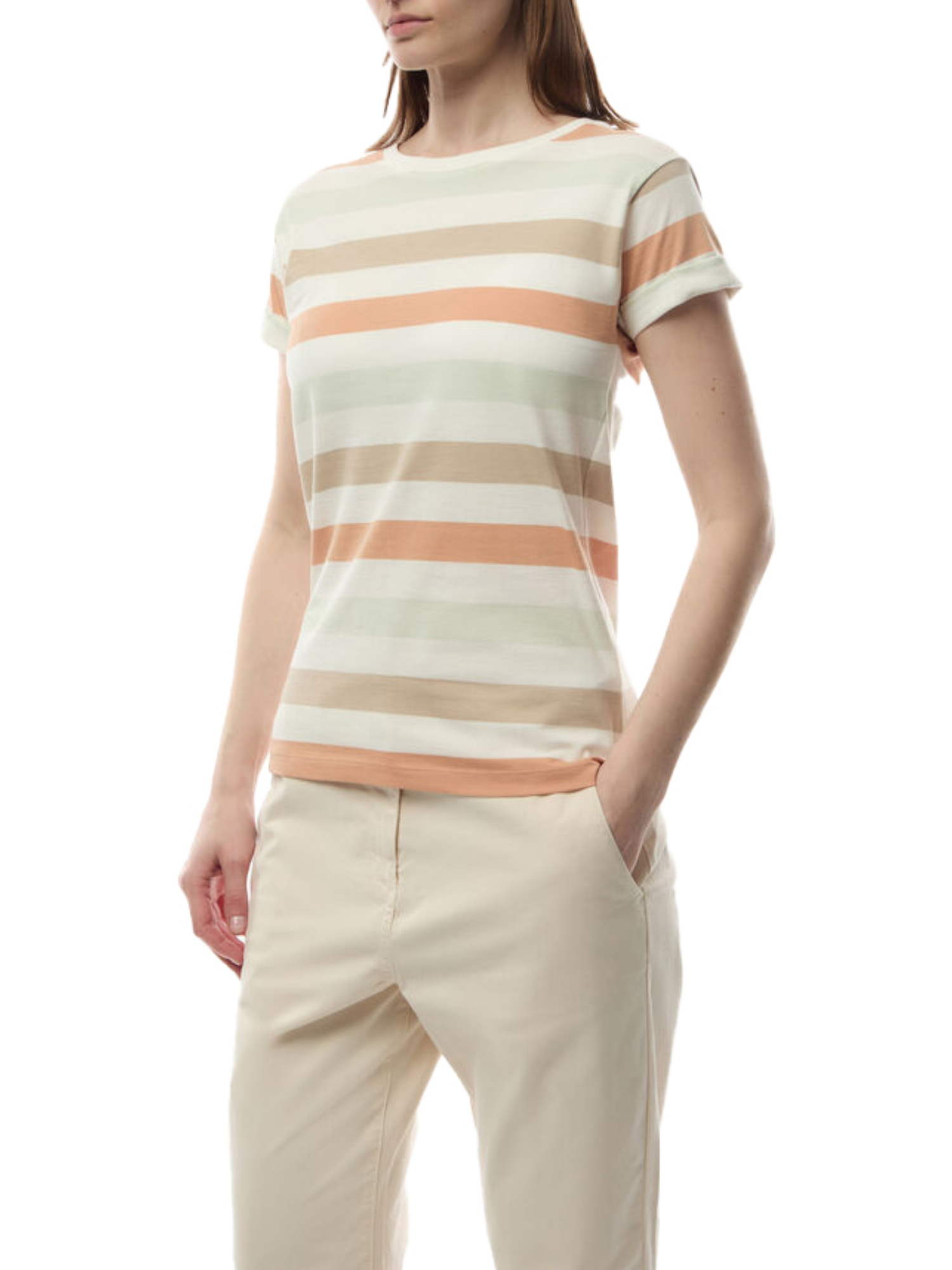 T-SHIRT MANICA CORTA A RIGHE LYNDALE DONNA BEIGE