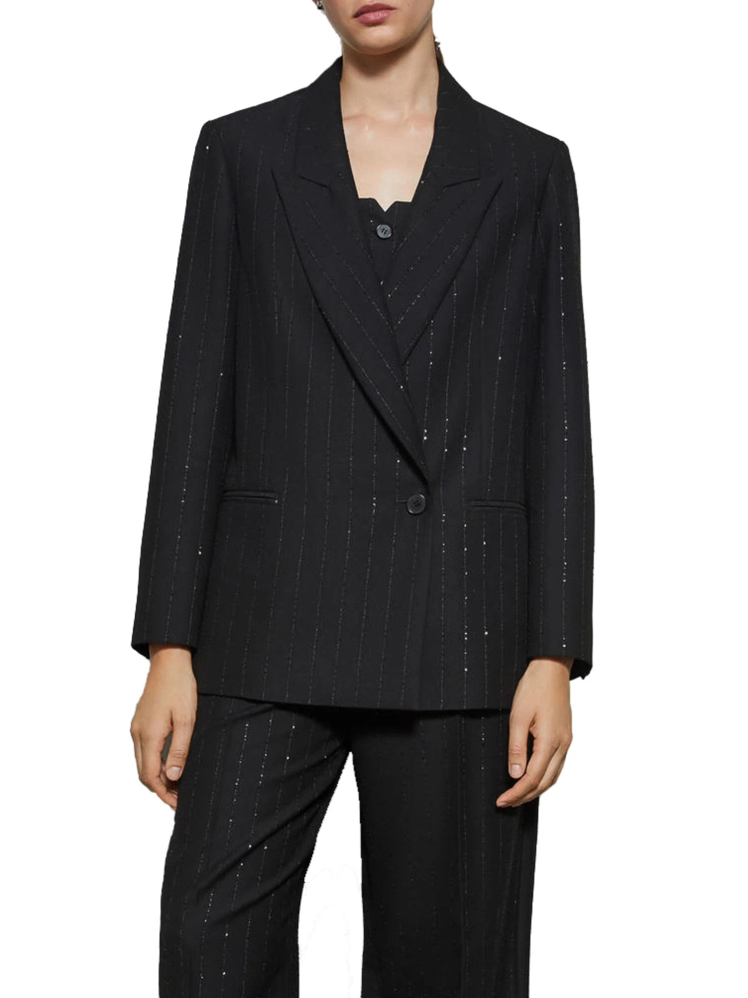 GIACCA BLAZER DOPPIOPETTO GESSATO DONNA NERO