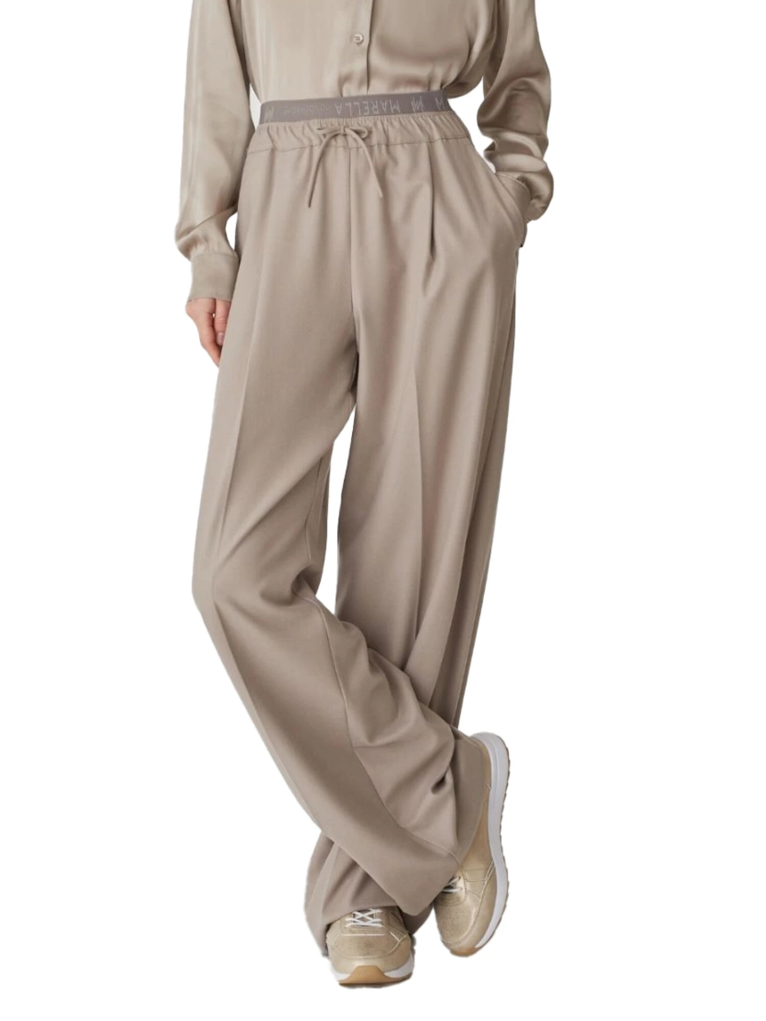 PANTALONI CON COULISSE IN FLANELLA DONNA BEIGE