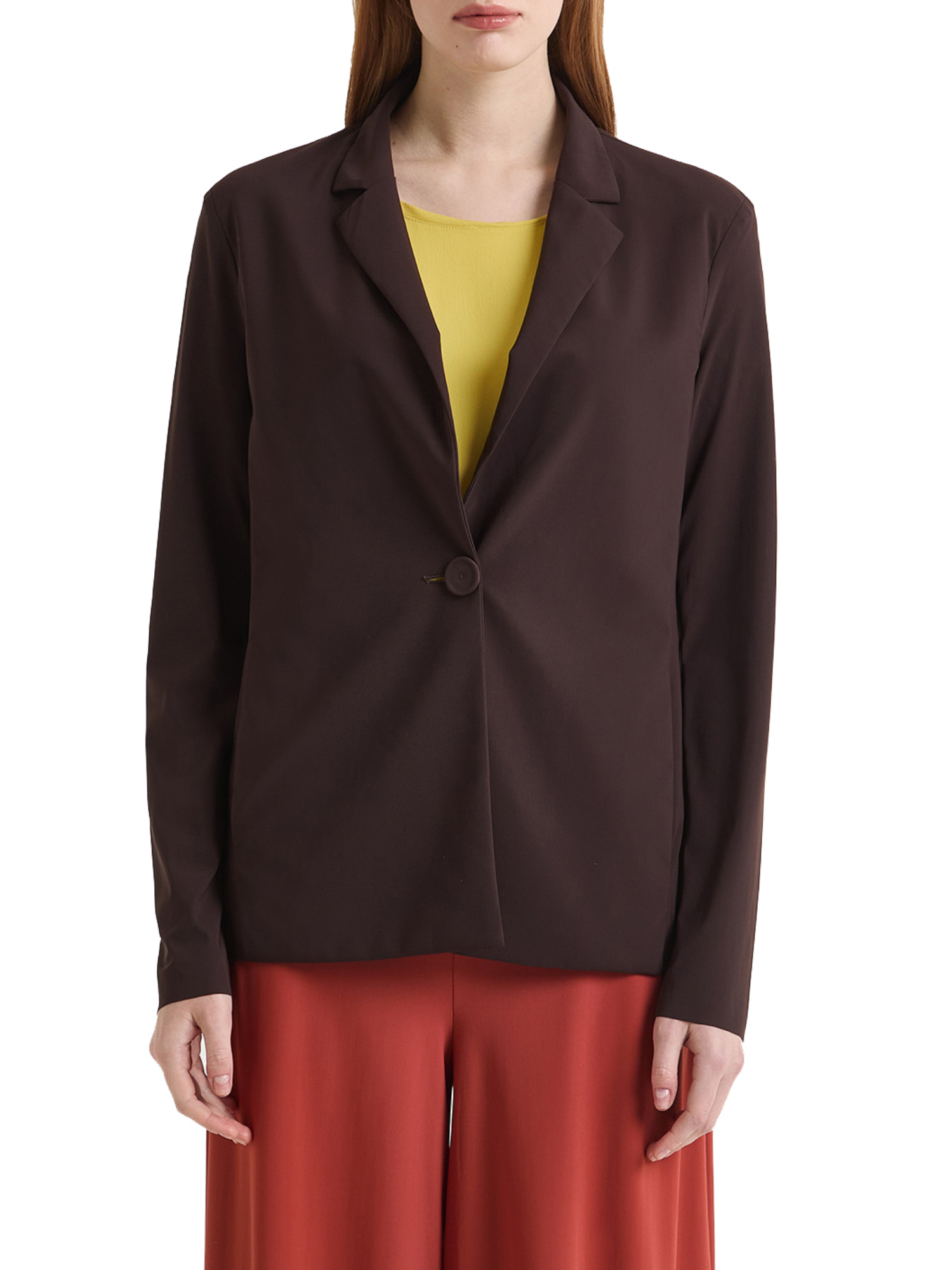 GIACCA BLAZER MONOPETTO FLUIDA DONNA MARRONE