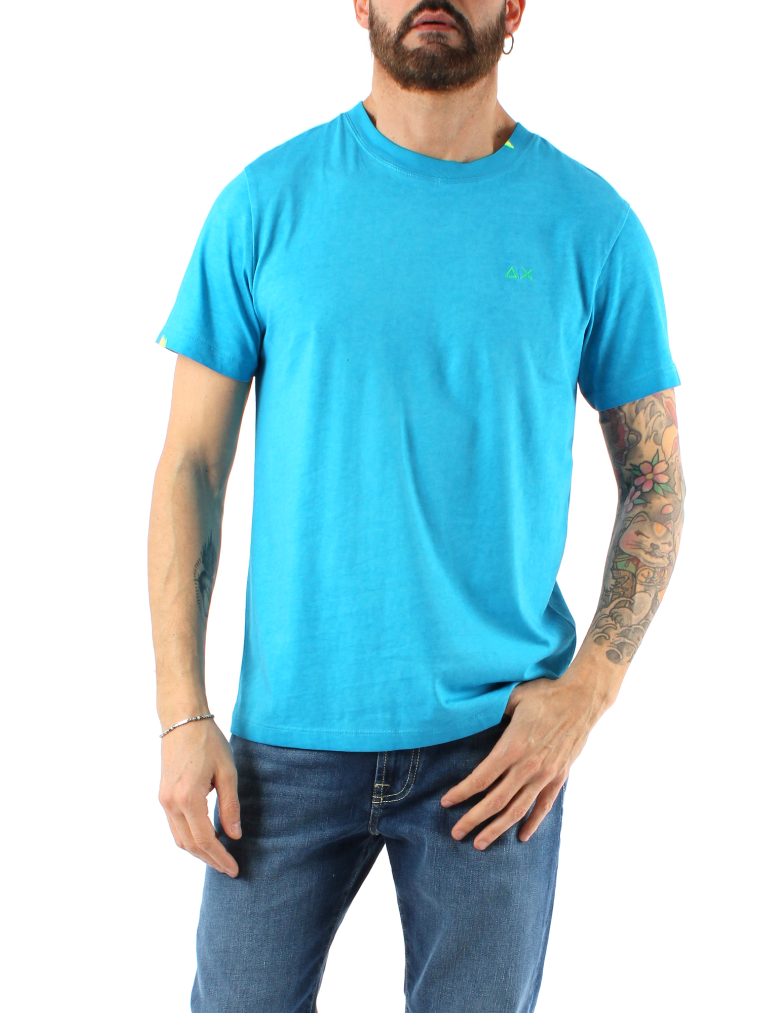 T-SHIRT MANICA CORTA SPECIAL DYED BEACH UOMO AZZURRO