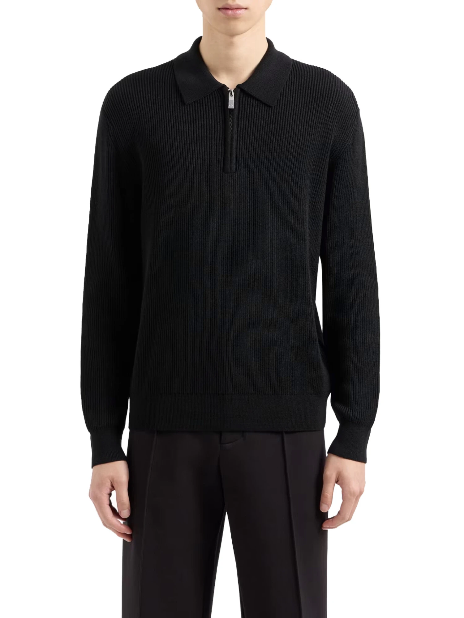 MAGLIA CON ZIP IN MISTO COTONE UOMO NERO