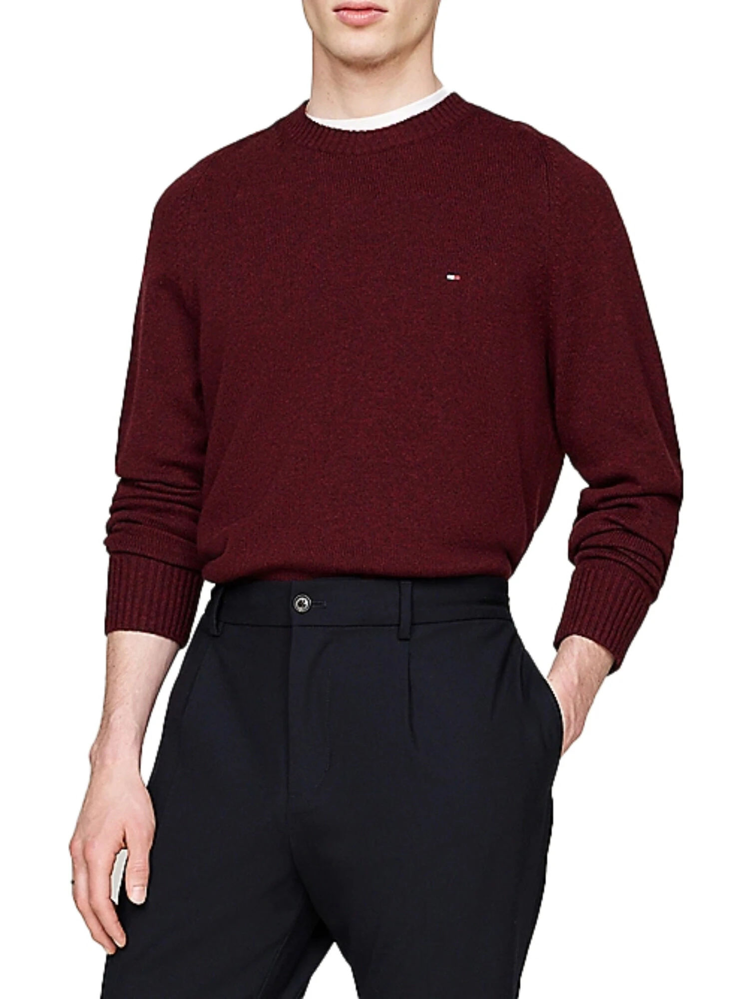 MAGLIA GIROCOLLO IN PURA LANA UOMO BORDEAUX