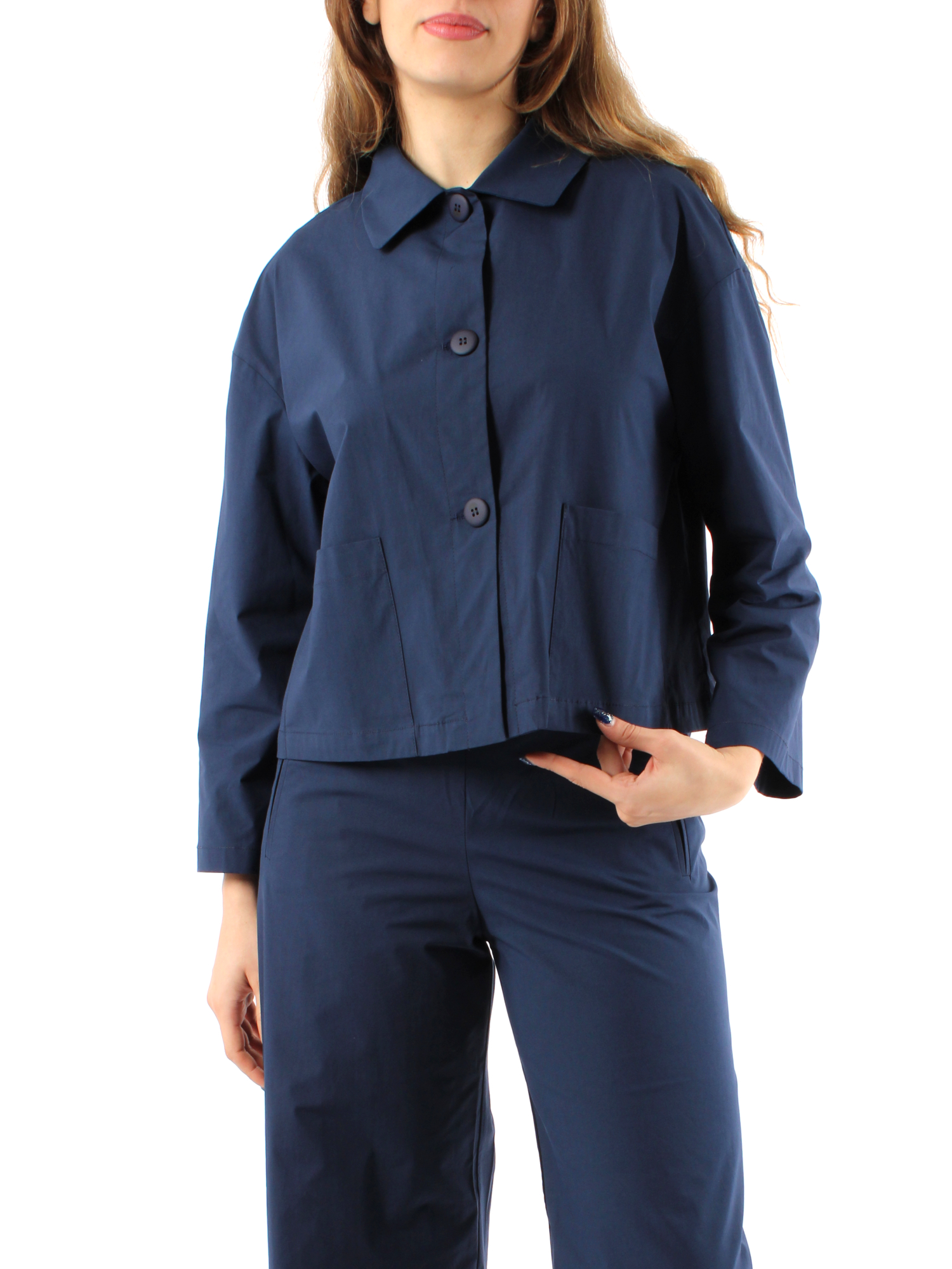 GIACCA CORTA BOXY DONNA BLU