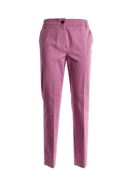 PANTALONI A SIGARETTA IN GABARDINE DI COTONE DONNA ROSA