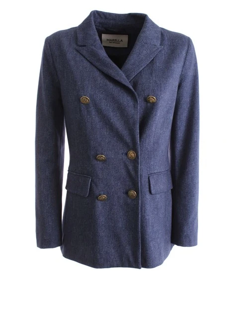 GIACCA BLAZER DOPPIOPETTO EFFETTO DENIM DONNA BLU