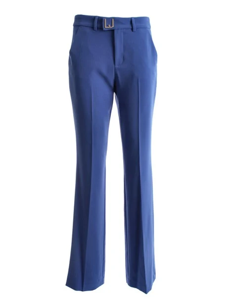 PANTALONI PALAZZO IN TESSUTO STRETCH CON CINTURA DONNA BLU