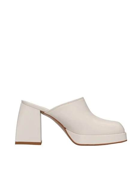 SABOT IN PELLE CON TACCO ALTO DONNA BIANCO