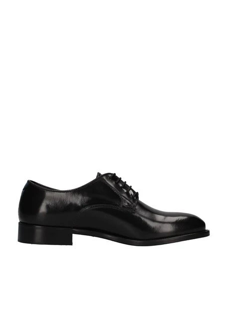 STRINGATE DERBY IN PELLE UOMO NERO