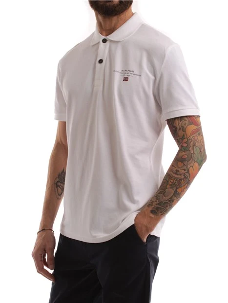 POLO MANICA CORTA CON LOGO STAMPATO UOMO BIANCO