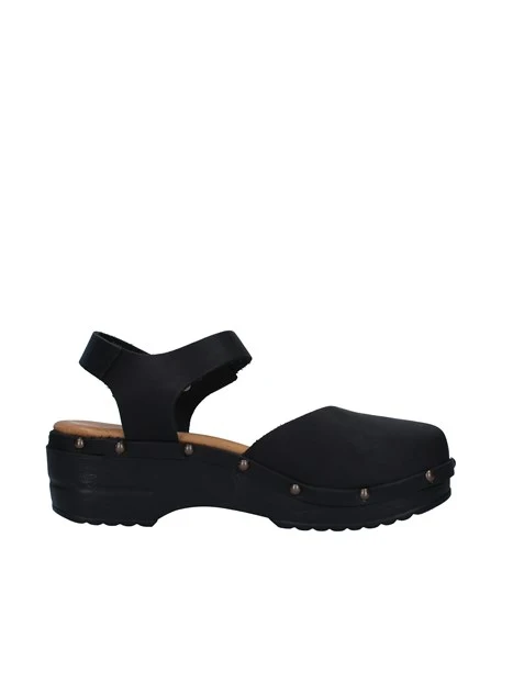 SANDALI CON ZEPPA E PLATEAU IN PELLE DONNA NERO