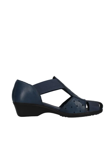 SANDALI CON ZEPPA IN PELLE SPUNTATI DONNA BLU