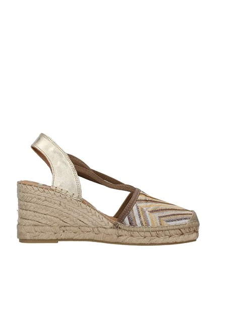 ESPADRILLAS CON ZEPPA E FANTASIA GEOMETRICA DONNA MARRONE