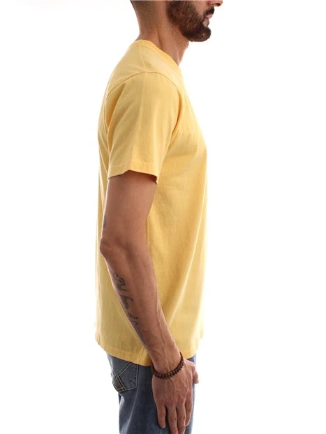 T-SHIRT MANICA CORTA IN MAGLIA DI COTONE CON TASCHINO LOGATO UOMO GIALLO