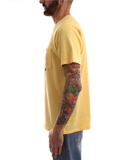 T-SHIRT MANICA CORTA IN MAGLIA DI COTONE CON TASCHINO LOGATO UOMO GIALLO