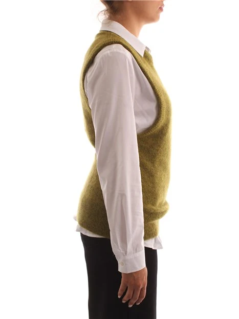 GILET IN MISTO LANA E MOHAIR DONNA VERDE