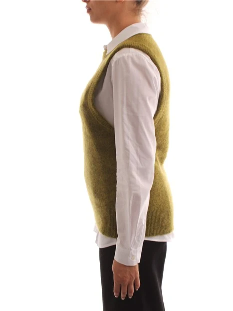 GILET IN MISTO LANA E MOHAIR DONNA VERDE