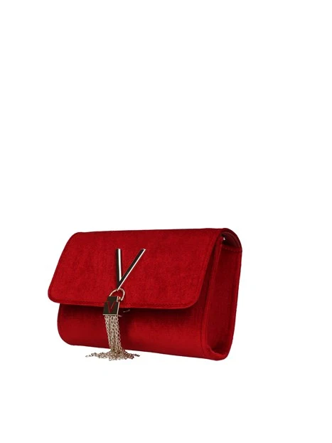 BORSA A TRACOLLA DIVINA IN VELLUTO CON LOGO DONNA ROSSO