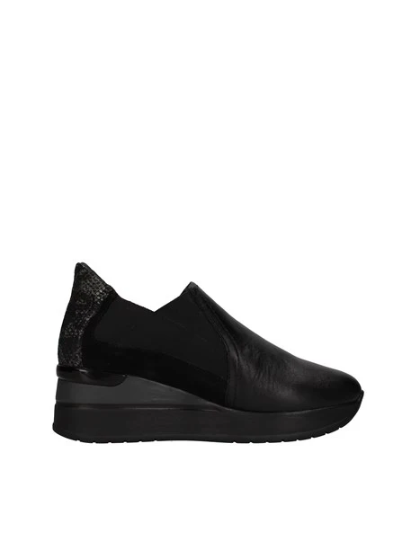 SNEAKERS SLIP ON CON ZEPPA MISTO PELLE DONNA NERO