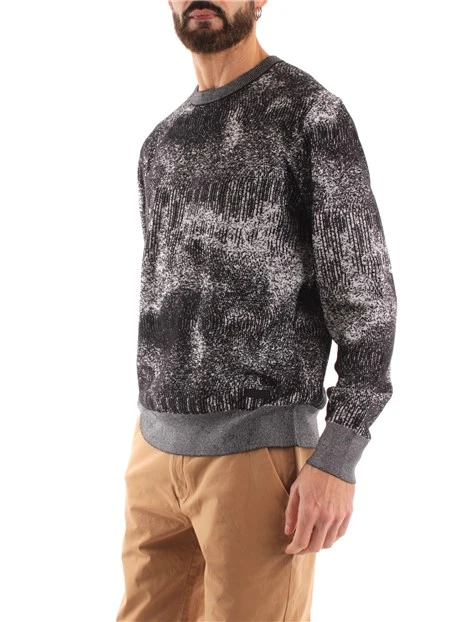 MAGLIONE GIROCOLLO IN JACQUARD UOMO NERO