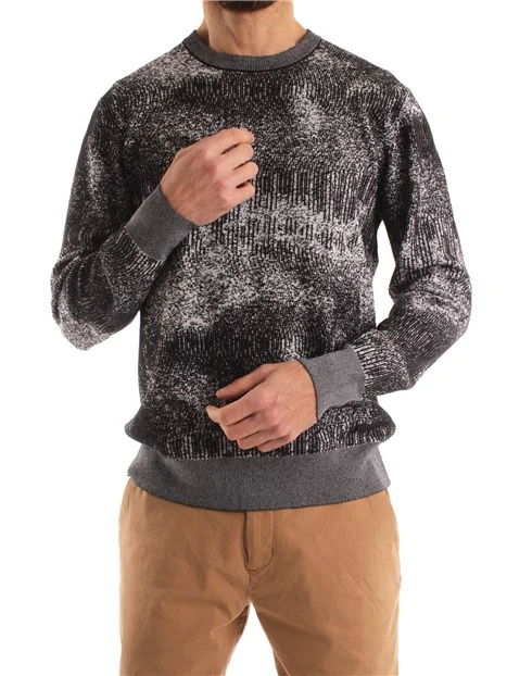 MAGLIONE GIROCOLLO IN JACQUARD UOMO NERO