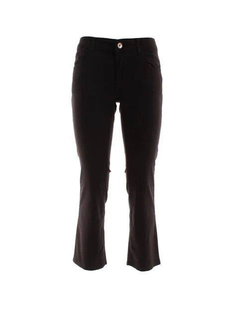 PANTALONI CROPPED A ZAMPA MISTO COTONE DONNA NERO