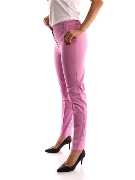 PANTALONI A SIGARETTA IN GABARDINE DI COTONE DONNA ROSA