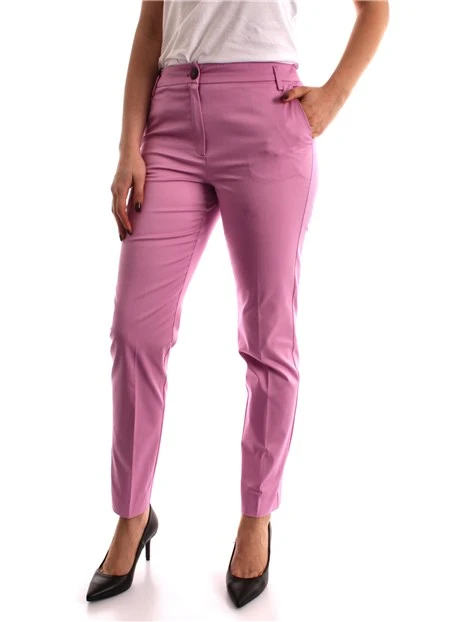 PANTALONI A SIGARETTA IN GABARDINE DI COTONE DONNA ROSA