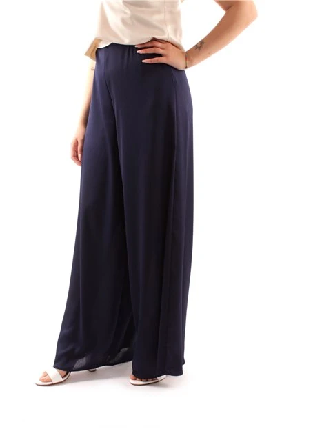 PANTALONI PALAZZO IN CREPONNE DONNA BLU NAVY