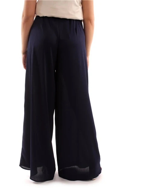 PANTALONI PALAZZO IN CREPONNE DONNA BLU NAVY