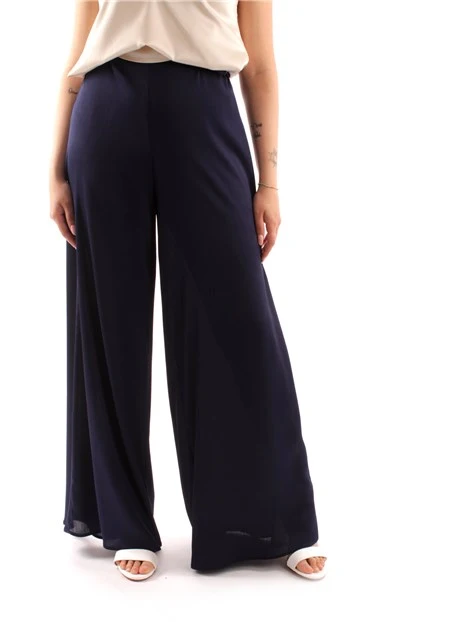 PANTALONI PALAZZO IN CREPONNE DONNA BLU NAVY