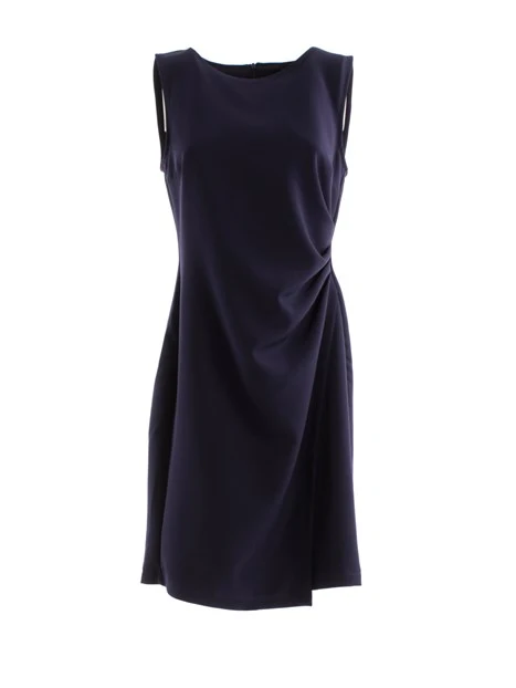 VESTITO CORTO CON DRAPPEGGIO ASIMMETRICO DONNA BLU