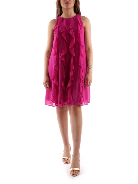 VESTITO CORTO CON ROUCHES DONNA FUCSIA