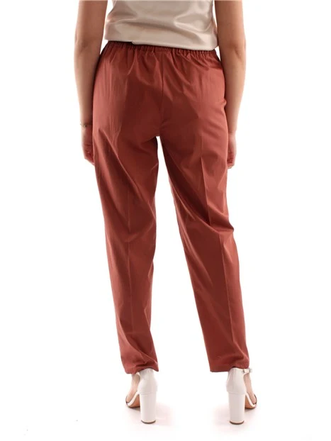 PANTALONI CHINO CON VITA ELASTICIZZATA DONNA MARRONE